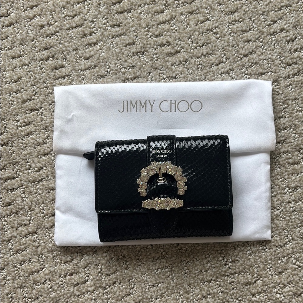Jimmy Choo Black Wallet with Sparkling Accents
